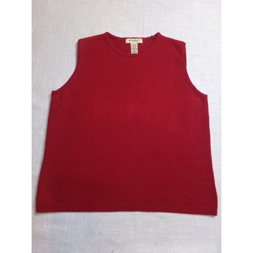 Vtg Eddie Bauer Sweater Vest Women's M Cotton /Wool Blend Knit Elevated Basics